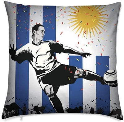 Tissu au mètre motif Foot Uruguayen ballon drapeau Football rideau coussin couette