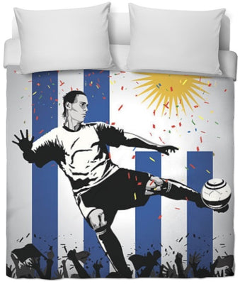 Tissu au mètre motif Foot Uruguayen ballon drapeau Football rideau coussin couette