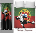 Tissu au mètre motif Foot Portugais ballon drapeau Football Portugal rideau coussin couette