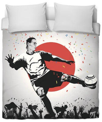 Tissu au mètre motif Foot Japon ballon drapeau Football Japonais rideau coussin couette