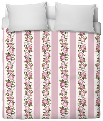 Tissu fleuri au mètre rideau couette coussin rayé fleurs de Roses