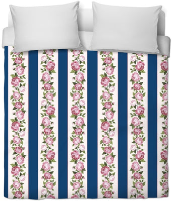 Tissu fleuri au mètre rideau couette coussin rayé rayures bleu fleur