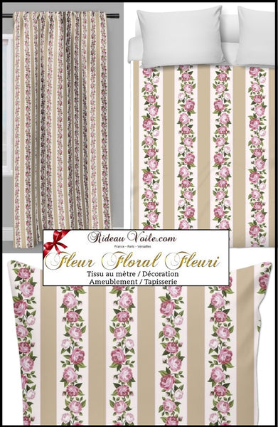 Tissu rayé beige motif fleuri mètre rideau tissu motif à fleur flower pattern fabric نسيج نمط زهرة Blumenmuster Stoff blomster mønster stof tela estampada de flores kukkakuvio kangas ffabrig patrwm blodau ύφασμα μοτίβο λουλουδιών virág mintázat szövet tessuto a fiori bloemenpatroon stof tkanina w kwiaty цветочный узор ткани blommönster tygcouette coussin siège