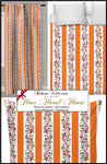 Tissu rayé rayures orange fleuris mètre rideau fleur tapisserie siège