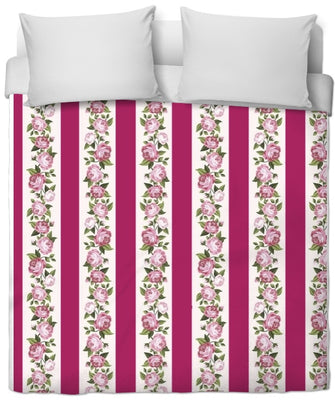 Tapisserie rayé framboise motif rayures fleuri tissu au mètre fleur