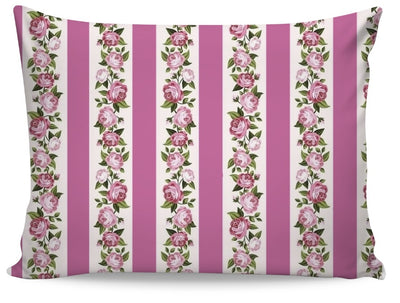 Lignes rayés rayures rose motifs fleuris tissu au mètre rideau coussin couette fleur
