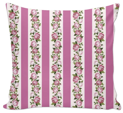 Lignes rayés rayures rose motifs fleuris tissu au mètre rideau coussin couette fleur
