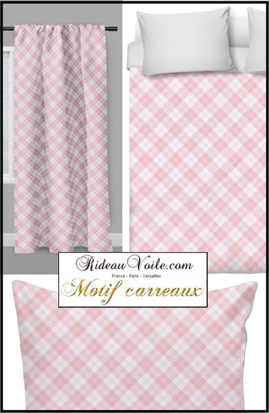 Tissu motif écossais tartan carreaux au mètre rideau tapisserie rose