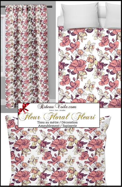 Tissu motif floral ameublement tapisserie imprimé Fleurs mètre rideau voilage couette ignifugé occultant Flower furnishing modern fabric upholstery meter curtain drapes Blumenmöbelstoff vorhang florales cortina tenda flores floral. Stoff mit blumen gardinen.