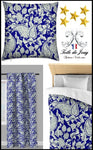 Fleurs Paisley cachemire tissu Toile de Jouy bleu au mètre rideau couette coussin
