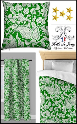 Toile de Jouy vert fleuri au mètre rideau couette coussin Paisley cachemire motif floral