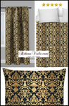 Tissu ameublement noir au mètre ornement Empire Baroque Or doré luxe Paris