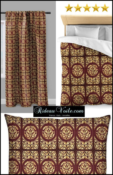 Tissu au mètre motif style Empire Baroque Renaissance ornement or florale