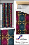 Tissu ameublement au mètre bleu rose fushia motif luxe Empire Baroque florale Or