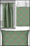 Tissu au mètre marron fleur fleuri rideau couette coussin style Empire Baroque vert
