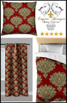 Tissu au mètre rouge fleur fleuri rideau couette coussin Empire Baroque