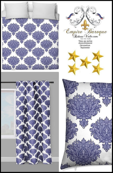 Tissu ameublement décoration Empire Damask Baroque au mètre bleu blanc Tissu Empire Baroque mètre fleur Tapisserie siège médaillon canapé. Tessuto motivi floreali a metro mettraggio tenda. フラワーモチーフのプリント生地. Stof met bloemmotief per meter gordijn met bloemenprint.  Blomstertrykk stoff etter måleren. ткань с цветочным мотивом. Tela cortina de estampado flores metros.