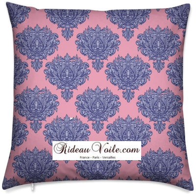 Tissu rideau couette coussin bleu rose motif Empire Damask Baroque au mètre
