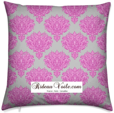 Tissu bleu gris rideau couette coussin Empire Baroque mètre fleur rose fushia