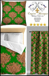 Tissu au mètre feuille fleur fleuri rideau couette coussin Empire Baroque vert