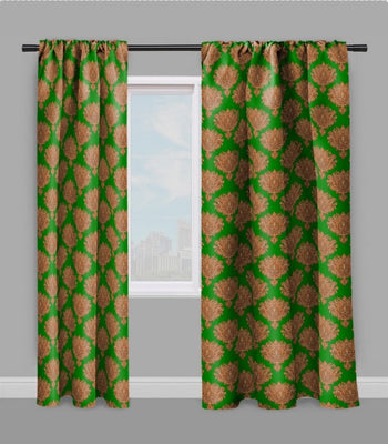 Tissu au mètre feuille fleur fleuri rideau couette coussin Empire Baroque vert