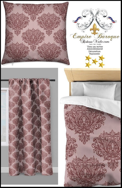Tissu au mètre feuille fleur fleuri rideau couette coussin rouge Empire Baroque
