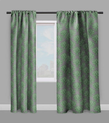 Tissu au mètre gris feuille fleur fleuri rideau couette coussin vert Empire Baroque