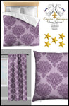 Tissu au mètre violet feuille fleur fleuri rideau couette coussin Empire Baroque