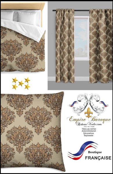 Tissu au mètre feuille fleur fleuri rideau couette coussin Empire Baroque