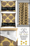 Tissu au mètre feuille fleur fleuri style Empire Baroque ameublement tapisserie jaune