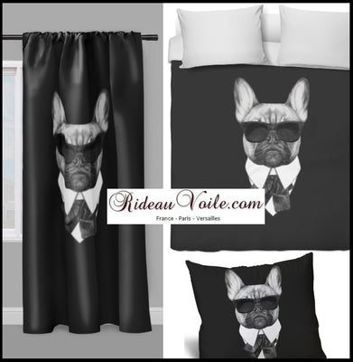 Motif chien portrait habit look fashion élégance couture tissu au mètre rideau couette coussin