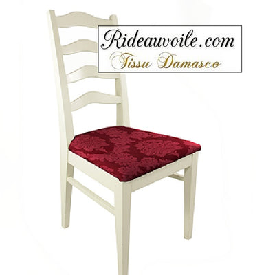 Rideauvoile Paris Versailles liturgique ameublement Damasco rouge foncé mètre grande largeur 280 cm Empire Baroque rideau Damask motif Damassé. Textile tapisserie haut gamme couture siège fauteuil. Décoration intérieure luxe. French fabrics luxury decorating home curtain.