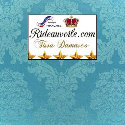 Tissu bleu ameublement au mètre jacquard Damasco turquoise rideau Damassé