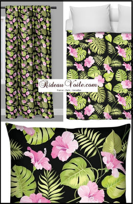 Tissu au mètre motif feuille verte Tropical Tissu Imprimé Exotique & Tropical au Mètre Exotique fleur lilas rideau couette coussin