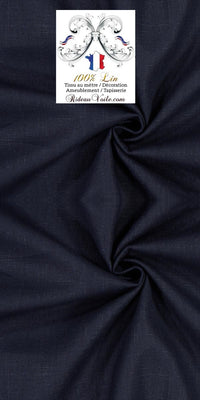 Toile de Lin uni 100% tissu au mètre bleu navy marine rideau coussin