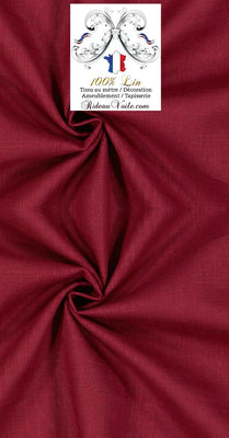 Toile de Lin uni 100% tissu au mètre rouge bordeaux rideau coussin