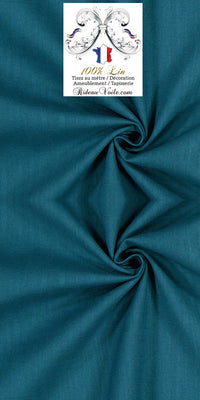Toile de Lin uni 100% tissu au mètre bleu canard rideau coussin