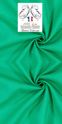 Toile de Lin uni 100% tissu au mètre vert rideau coussin