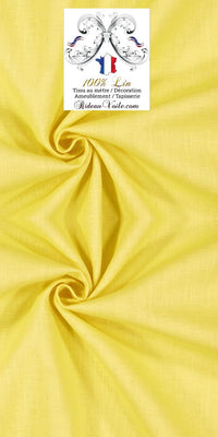 Toile de Lin uni 100% tissu au mètre jaune rideau coussin