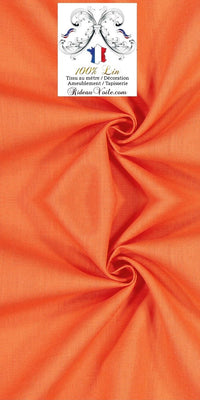 Toile de Lin uni 100% tissu au mètre orange rideau coussin Tissu lin naturel au mètre linen curtain fabric upholtery drapes.