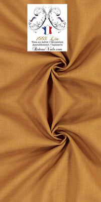 Toile de Lin uni 100% tissu au mètre ocre rideau coussin