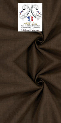 Toile de Lin uni 100% tissu au mètre marron chocolat rideau coussin