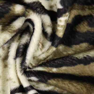 Fausse fourrure vert rayé haute qualité au mètre imitation tigres, peau de félin