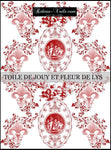 Toile de Jouy tissu au mètre style Empire Baroque motif imprimé Anges Fleur de Lys rouge ignifuge occultant 