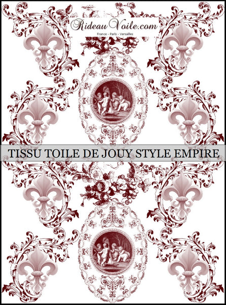 Tissu ameublement tapisserie Empire Anges Angelots Toile de Jouy Fleurs de Lys rideau au mètre. Ignifugé occultant. Country french fabric Toile Jouy upholstery curtain. Arte fresca Stoffe Klassizismus Tapestry klädsel Restaurering gardintyg.Tecido tapeçaria cortina. Gordijnen, Gordijnstof, Gordijnstoffen.