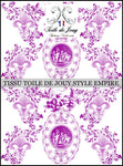 Toile de Jouy tissu ameublement style Empire Anges Fleur de Lys lilas