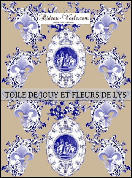 Tissu Baroque Toile de Jouy mètre Fleurs de Lys rideau Ignifugé occultant liturgique Chérubins ameublement tapisserie Angelots. Liturgical Renaissance Empire fabric cherub tapestry furnishings. Tessuto Impero rinascimentale liturgico angel.Tecido cortina Anjos. Engel stoff. Gardin stof Engel. enkeli verho kangas.