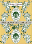Toile de Jouy tissu jaune au mètre motif Anges fleur de lys vert