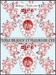 Toile de Jouy tissu bleu ameublement style Empire Anges Fleur de Lys rouge