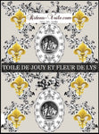 Toile de Jouy gris taupe tissu au mètre motif Anges et Fleur de Lys Or